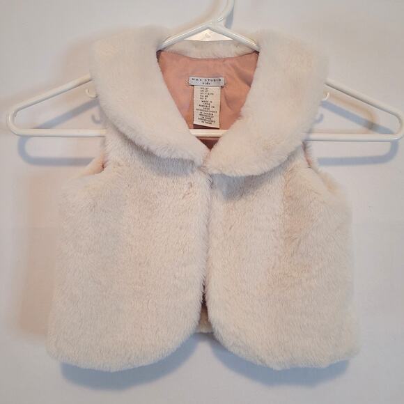 Max Studio Kids Soft Faux Fur Vest Size 2T Ivory Cream Sleeveless Holiday Y2K - Picture 1 of 7